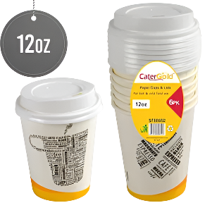 PAPER CUP WITH LID 12OZ 6PK CATERGOLD