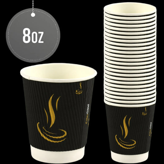 RIPPLE PAPER CUPS 8OZ 25PACK CATERGOLD