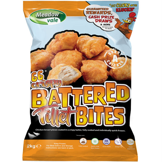 Meadow Vale Frozen Battered Chicken Fillet Bites 2kg